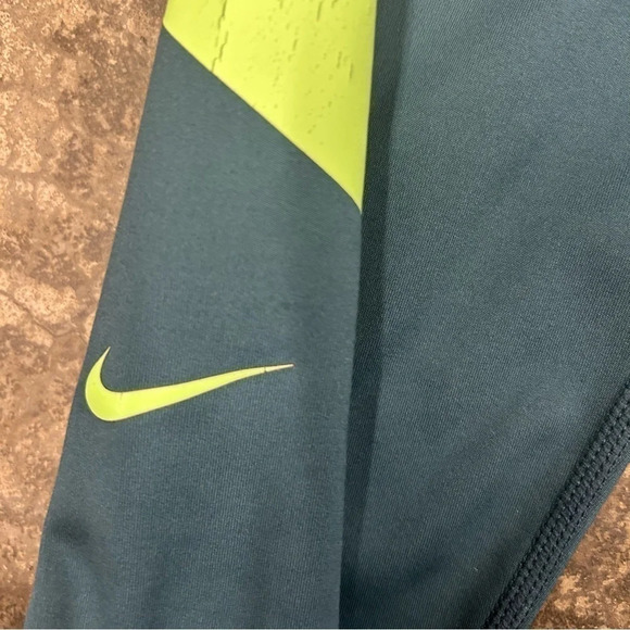 Nike One Women's Small Mid Rise 7/8 Colorblock Leggings‎ Teal/Safety Yellow/Pink - Picture 7 of 8